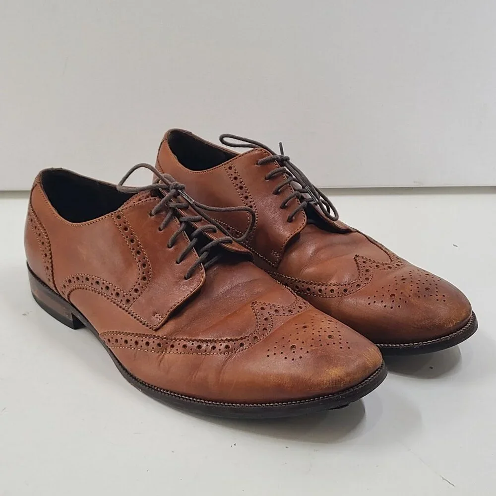 Cole Haan Harrison Grand OS Wingtip Dress Shoes Burnised British Tan Sz 11.5